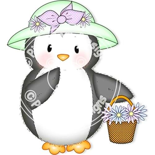 Lovely Penguin Girl with Flower Basket Hat Metal Cutting Dies Animal Doll Stencil for DIY Scrapbooking Cards Decorative