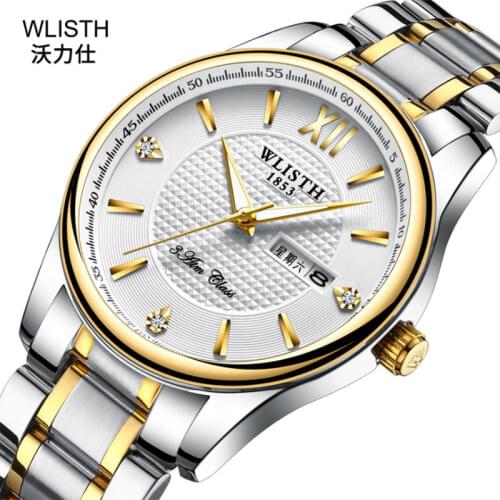 Mens waterproof calendar watch lovers refined steel band luminous quartz watch sports student watch business womens Watch