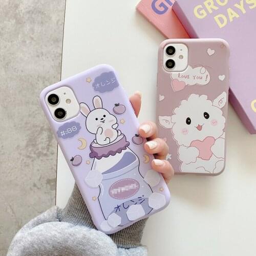 Cute Cartoon Matte Soft Case Cover for iphone 12 11 Pro Max 12mini X XS MAX XR 7 8 Plus SE 2 Thicken shockproof TPU Phone case