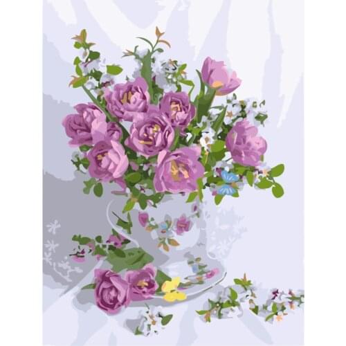 Flowers Adults DIY 11CT Embroidery Cross Stitch Kits Craft Needlework Set Printed Canvas Cotton Thread Home Sale