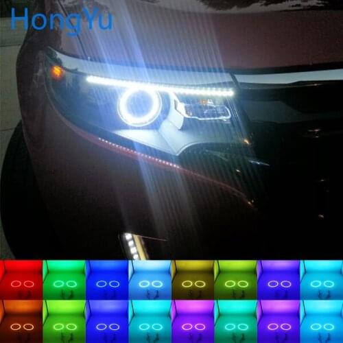 Latest Headlight Multi-color RGB LED Angel Eyes Halo Ring Eye DRL RF Remote Control for Ford Edge 2011-2012 Accessories
