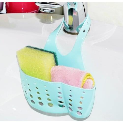 Sink Shelf Soap Sponge Drain Rack Silicone Hanging Basket Drain Rack Storage Bag Faucet Holder Adjustable Bathroom Holder Sink