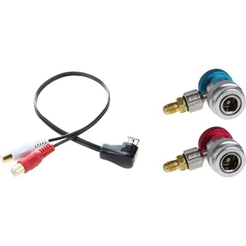 FULL-1 Pcs Car Accessory Rca Aux Lead Audio Input Cable & 2 Pcs Car Auto Freon R134A H/L Quick Coupler Adapters