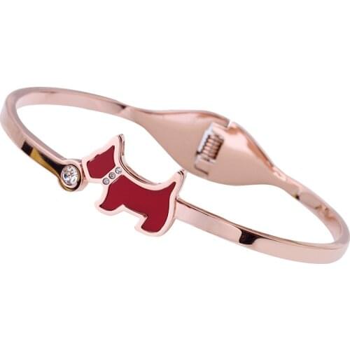 Lovely Dog Bangle, Gift Jewelry Rose gold color Titanium Steel Cuff Cubic Zirconia Bangle/Bracelet fashion woman bangle gift