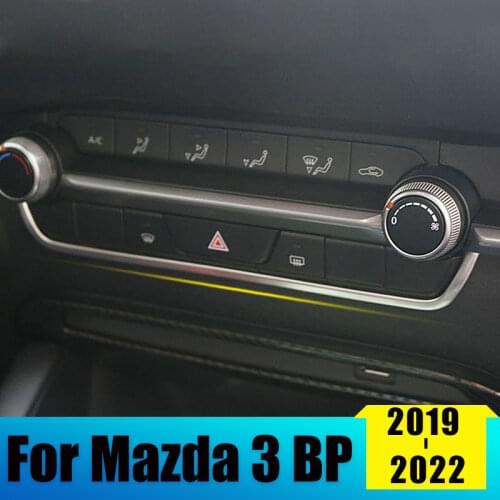 Stainless Steel Car Central Control Conditioner Decoration Bright Strips Frame Cover For Mazda 3 Alexa 2019 2020 Accessories