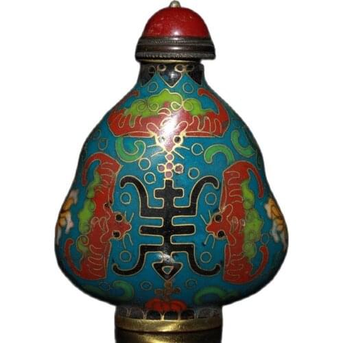 Early collection of red copper fetal scene Thai silk - pinched word snuff bottle home decoration collection