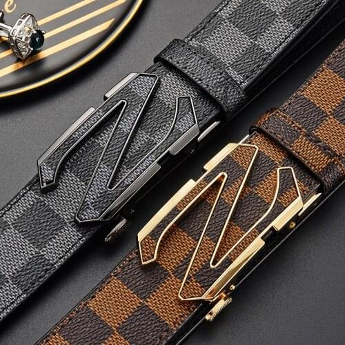 HITONBULL Luxury Men Belts Unique Design Z Automatic Buckle Belt High Quality Cowhide Mens Waisband Fashion Jeans Male Girdle