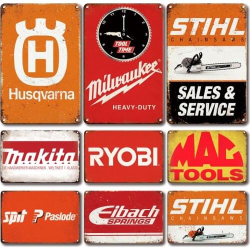 Hand Tools Tin Sign Vintage Tool Kit Parts Room Decoration Metal Plaque Retro Man Cave Home Decor Accessories Art Iron Plates