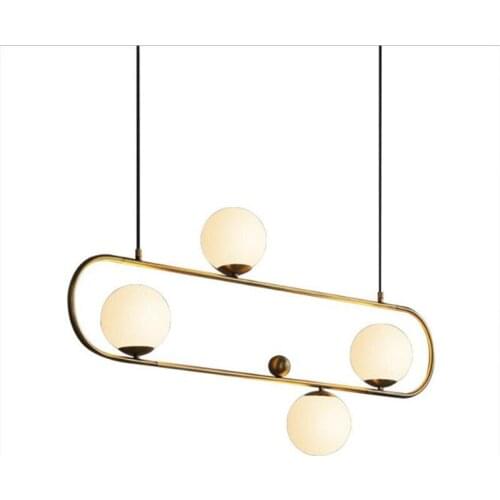 Modern Nordic Milk White Glass Ball Gold Iron Led Pendant Light for Foyer Dining Room Bar Decor Suspension 2421