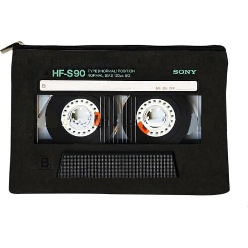 Women retro cassette tape Printed Make up bag Fashion Women Cosmetics Organizer Bag for Travel Colorful Storage Bag for Lady Bag