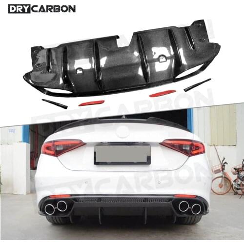 Carbon Fiber Rear Bumper Lip Diffuser for Alfa Romeo Giulia Bumper Guard Car Body Kit 2017-2020