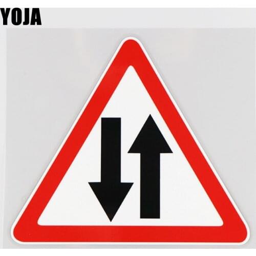 YOJA 16X14CM Cartoon Road Warning Sign Vinyl Decal Car Sticker Motorcycle Accessories 19A-0306