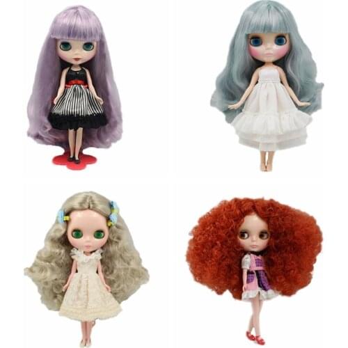 [wamami] For 12"1/6 Doll Purple Grey Red Blond Long Wig With Scalp (Not include Doll Body)