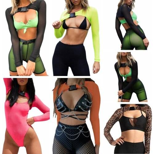 Hirigin Ladies Summer Breathable Short Top Women Personalized Solid Color/Leopard Print Front Buckle Long Sleeve Smock Clothes