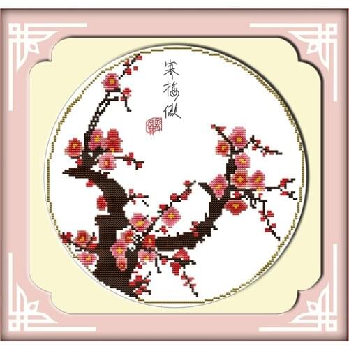 Winter in plum flower cross stitch kit flower 18ct 14ct 11ct count printed canvas stitching embroidery DIY handmade needlework