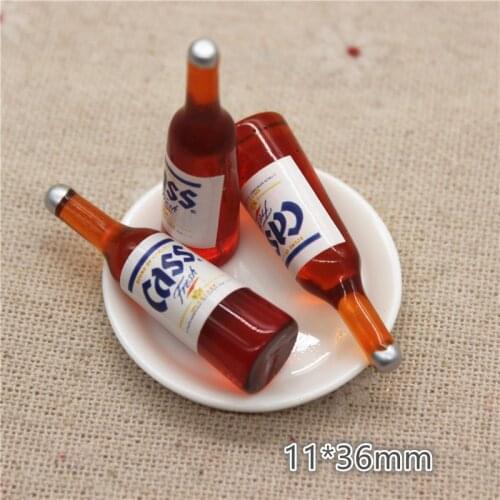 10pcs Kawaii Resin 3D Simulation Drink Beer Bottle Miniature Art Flatback Cabochon DIY Craft Decoration,11*36mm