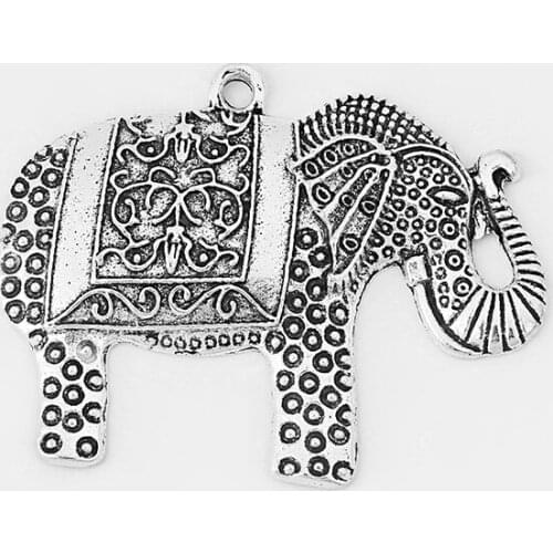 10PCS Large Lucky Elephant Charms Pendants for Necklace Jewelry Findings Making 48x34mm