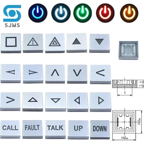 10pcs C10 LED 10*10mm Square Switch Cap Symbol Cap For 6*6mm LED Tact Push Button Switch Arrow direction UP DOWN CALL FAULT TALK