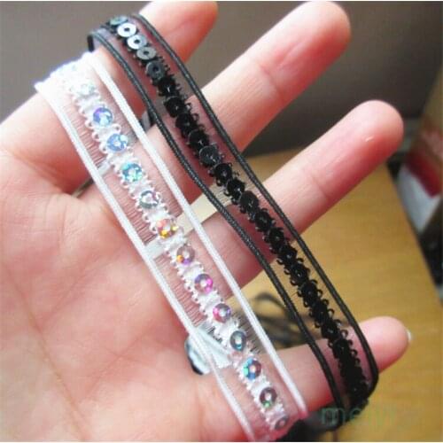 10yard/Lot 13mm Vintage White and Black Sequins Embroidered Lace Ribbon Fabric Handmade DIY Wedding Dress Lace Trim Sewing Craft