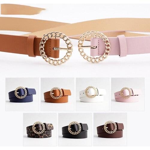 2021 new ladies personality hollow round pin buckle fashion casual decoration jeans dress belt