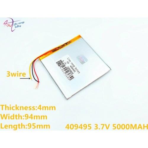 3 line 1pcs/lot 409495 3.7V 5000MAH 409595 (polymer lithium ion battery) Li-ion battery for tablet pc 7 inch 8 inch 9inch