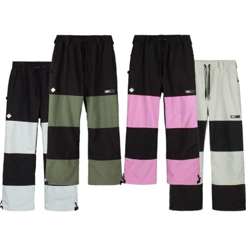 -30 Warm Fashion Fleece Color Matching Mens and Womens Snow Pant Winter Trousers Snowboard Clothing 15K Waterproof Skiing Wear