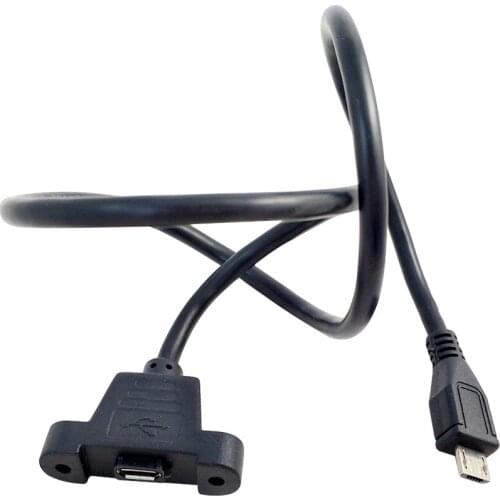 50cm Micro USB 5 Pin female socket panel mount to Micro 5P male plug Cable adapter