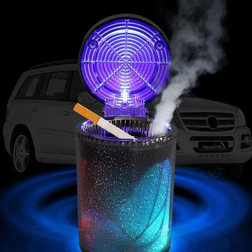 Car Ashtray Automatic Blue LED Light Crystal Rhinestones Detachable Car Interior Ashtray Suitable for Most Vehicles white
