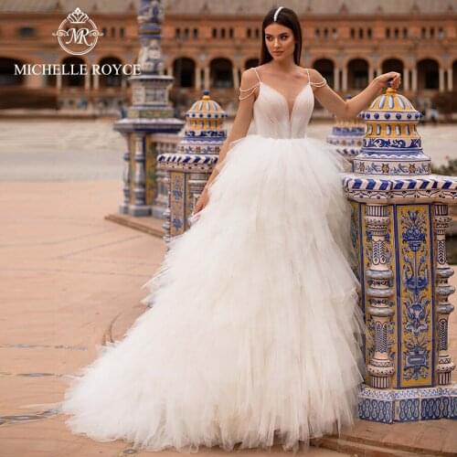 Michelle Royce Ball Gown Wedding Dresses 2021 Sexy Sweetheart Beading Backless Palace Dream Bridal Gowns Vestido De Noiva