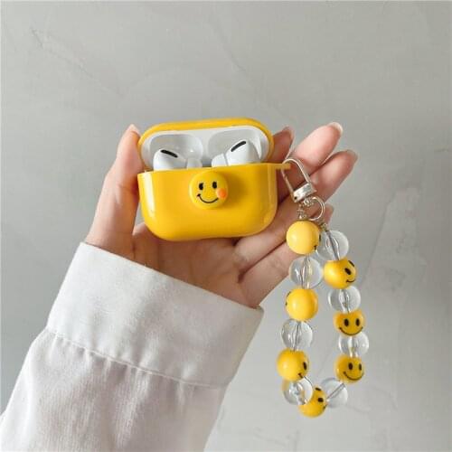 Earphone Case for Airpods Pro Case Smiley Bluetooth Headphone Headset Protective Cover for Airpods 1/2 with Bracelet