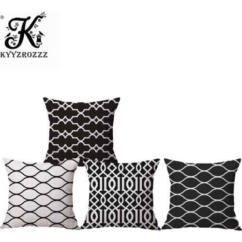 Black and White Simple Geometry Lantern One Side Printing Home Decor Sofa Car Seat Decorative Cushion Cover Pillow Case Capa