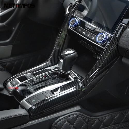 For Honda Civic 2020 2021 5gear Carbon Fiber Gear Shift Box Cover Trim Molding Decoration Frame Interior Accessories Car Styling