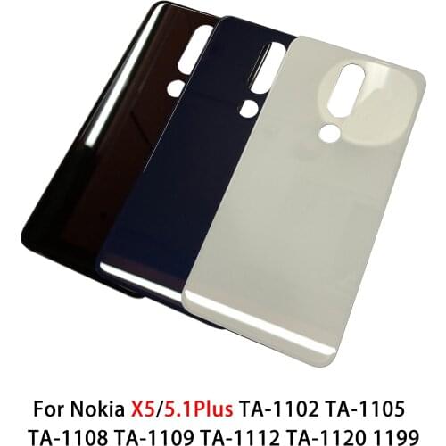 For Nokia X5 5.1 Plus X6 6.1 Plus TA-1102 TA-1105 TA-1108 TA-1109 TA-1112 TA-1120 1199 Glass Housing Battery Back Cover+Sticker