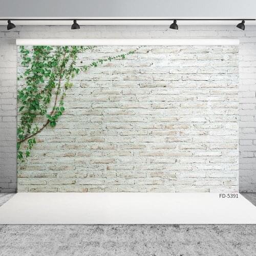 Green Plant Brick Wall Photography Backdrop Customized Background Photo Studio for Baby Children Portrait Pets Toy Photobooth