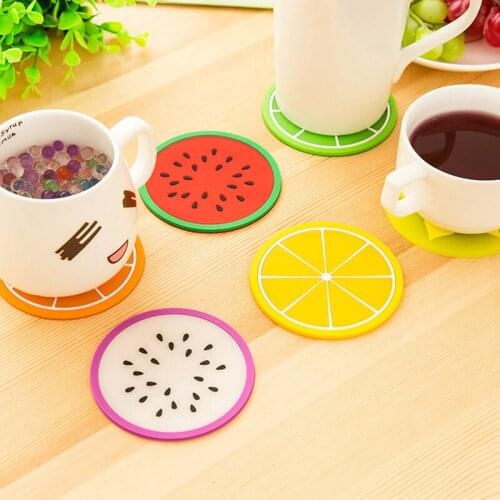Creativity Fruit Shape Silicone Cup Pad Slip Insulation Pad Table Decoration Cup Mat Pad Kitchen Dining Bar Table Decorations