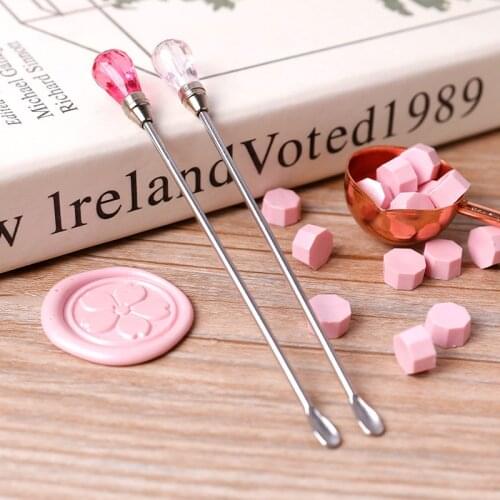 Lacquered Seal Stirring Rod Pink Metal Stirring Rod Wax Burning Stirring Spoon Wax Seal Stamp Tool Accessories
