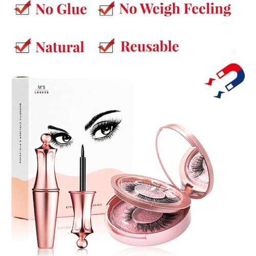 3d Magnetic Eyelashes and Eyeliner Set Natural Long False Mink Magnetic Lashes Wholesale In Bulk Reusable Beauty Make Up Tool