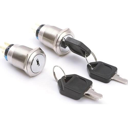 19 mm metal key button keep type key switch self-locking since the duplex stainless steel chrome plated cross three second gear