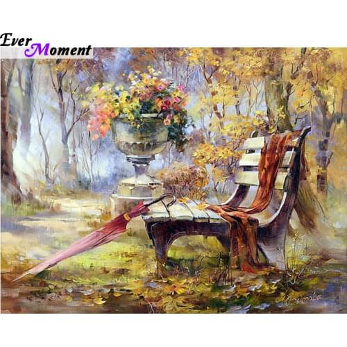 Diy Square diamond painting cross stitch diamond embroidery scenic park benches pattern hobbies and diamond mosaic ASF052