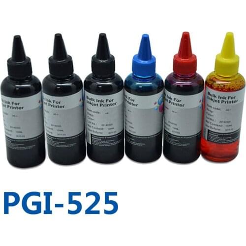 6x100ml PGI525 CLI526 Vivid Colors Printer Ink Refill Kit Bulk Ink For Canon PIXMA MG6150 MG6250 MG8150 MG8250 Printers pgi-525