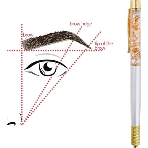 Microblading Manual Tattoo Pen Kit Embroidery Gold Foil Pencil for Permanent Makeup Eyebrow Lip Eyeliner 10Pcs 5RL Needles Set