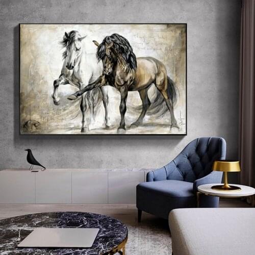 Abstract Animal Retro Horse Oil Canvas Paintings Poster and Print Cuadros Wall Art for Living Room Home Decor (No Frame)