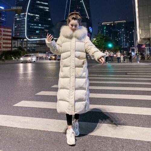 Winter Women Long Quilted Coat Hooded Warm Puffer Bubble Fur Jackets Korean Thick Down Parkas Casual Overcoat 2021 Y2k New