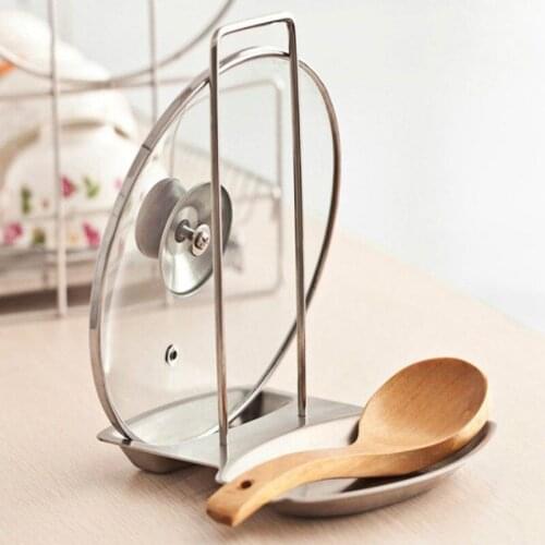 Stainless Steel Pan Pot Cover Lid Rack Stand Spoon Rest Stove Organizer Storage Soup Spoon Rests Kitchen Tool Accessorie