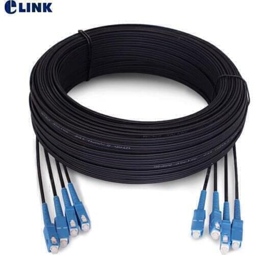 500M SC/UPC 4 Cores Outdoor Drop optic patch cord single mode FTTH Drop Fiber Optic Jumper G652D Patch lead cable 3 steel 500mtr