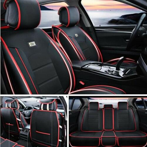 Full Set PU Leather 5-Seater Car Seat Cover Protector Cushion Accessories