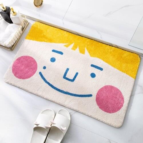 Simple Cartoon Korean Style Floor Mats Household Plush Bathroom Non-slip Mats Home Entrance Entrance Door Absorbent Foot Mats