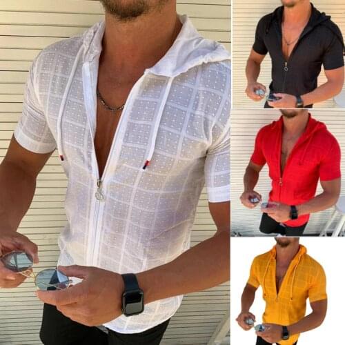New Casual Shirt Men Autumn Mens Hooded long sleeves shirt Formal Dress Shirts Zipper Cardigan Hip hop Shirt men top
