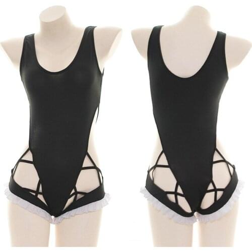 Sexy Bodysuit Women Swimsuit Sukumizu Minimalist Short Jumpsuit Club Playsuit Slim Romper Summer Anime Bodycon