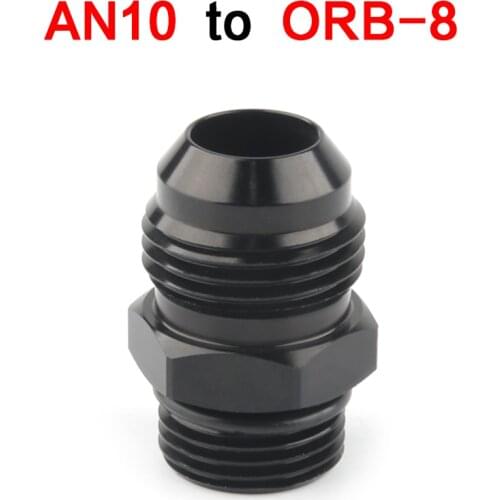 ORB-8 O-ring Boss AN8 8AN to AN10 10AN Male Adapter Fitting Black 6061-T6 aluminum Specification : AN10 to ORB8
